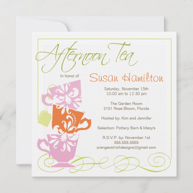 Bridal Shower Invitation - Tea (Front)