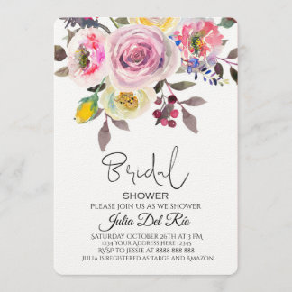 Bridal Shower Invitation Template Editable Pink