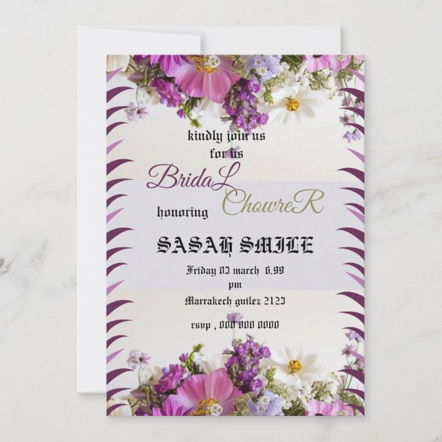 Bridal Shower Invitation Template, Wildflower Brid (Front)