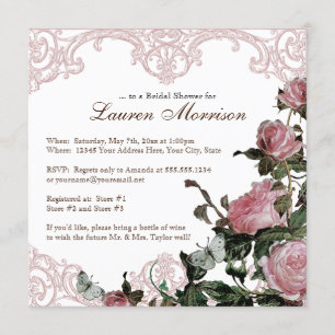 Bridal Shower Invitation - Trellis Rose Vintage