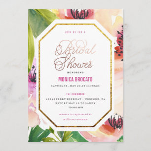 BRIDAL SHOWER INVITATION - watercolor flowers in