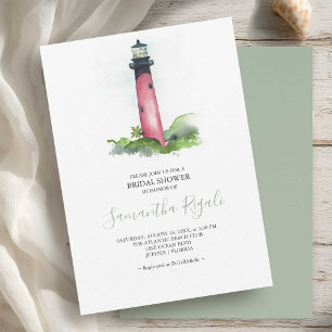 Bridal Shower Invitation Watercolor Lighthouse