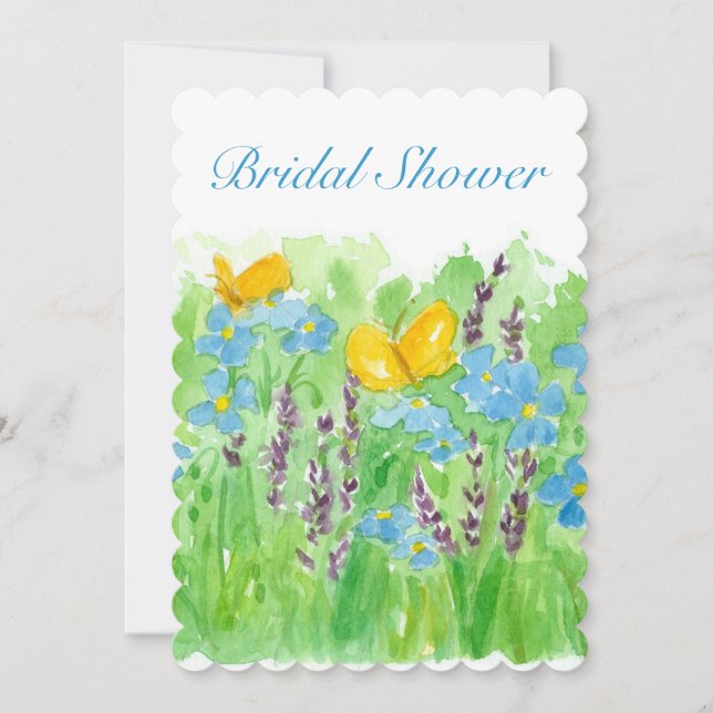 Bridal Shower Invitation Watercolor Wildflowers (Front)