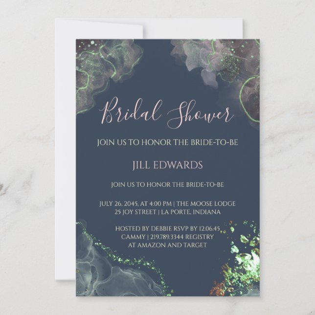 Bridal Shower Invitation Wedding Emerald Green   (Front)