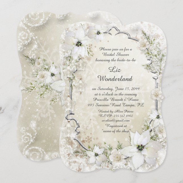 Bridal Shower invitation,Winter Wonderland,bracket Invitation (Front/Back)