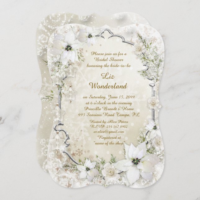 Bridal Shower invitation,Winter Wonderland,bracket Invitation (Front/Back)