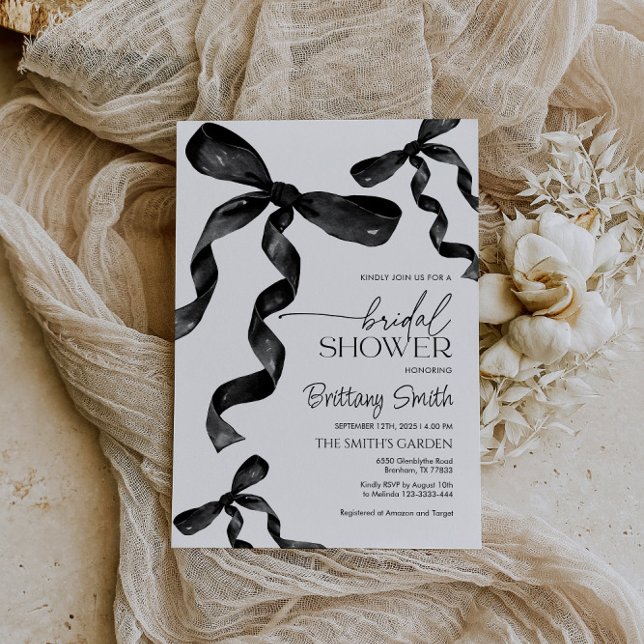 Bridal Shower Invitation with Black bows (Creator Uploaded)