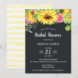 Bridal Shower Invitation with Cascading Sunflowers