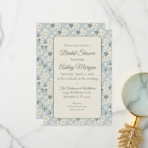Bridal Shower Invitation with Cream Peony Flowers 