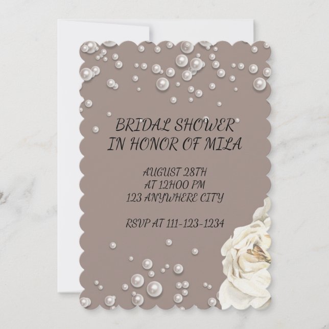 BRIDAL SHOWER INVITATION WITH FAUX PEARLS card (Front)
