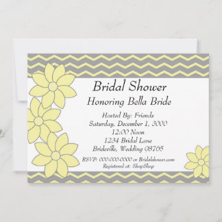 Bridal Shower Invitation yellow and grey floral