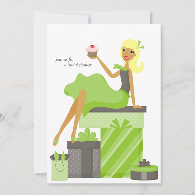 Bridal Shower Invitations {Blonde Bride} (Front)