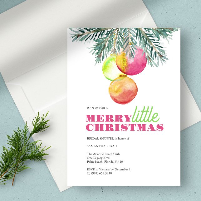 Bridal Shower Invitations Christmas (Christmas bridal shower invitation features unique watercolor art by Victoria Grigalunas )