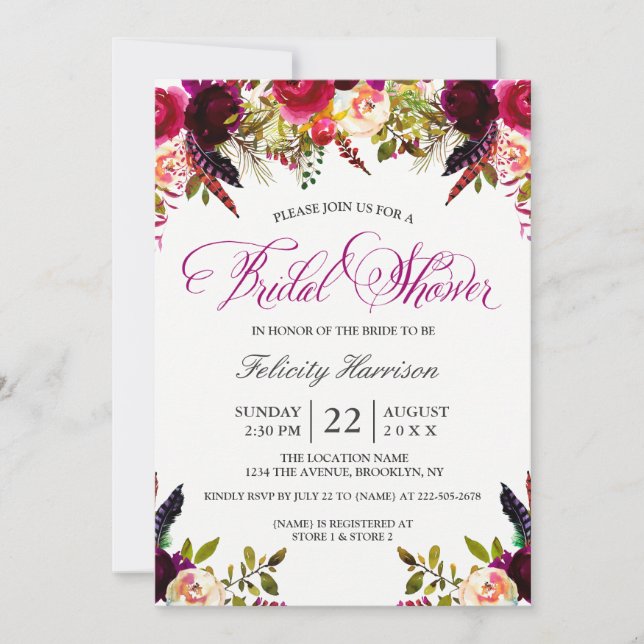 Bridal Shower Invitations | Floral Boho (Front)