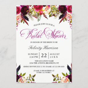 Bridal Shower Invitations Floral Boho