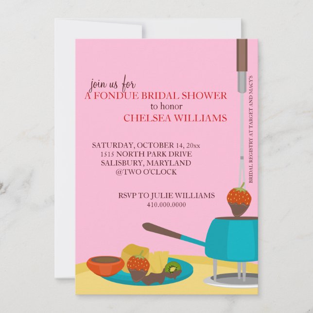 Bridal Shower Invitations or Fondue Party (Front)