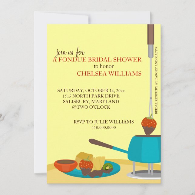 Bridal Shower Invitations or Fondue Party (Front)