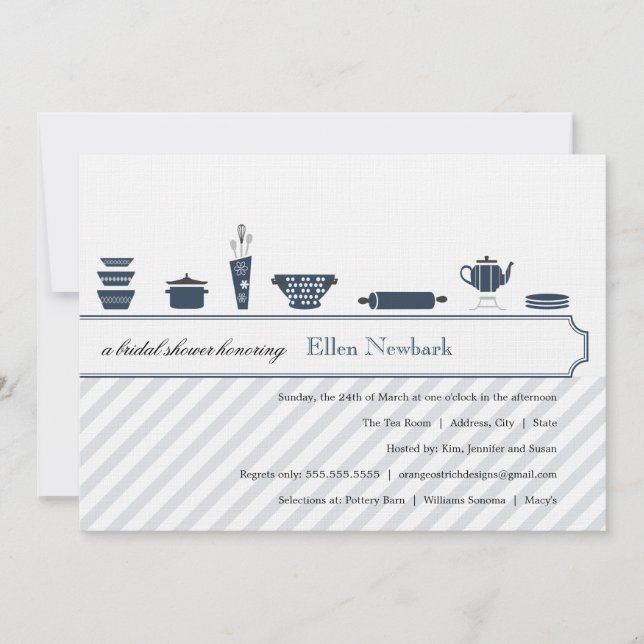 Bridal Shower Invitations  |  Peacock Blue (Front)