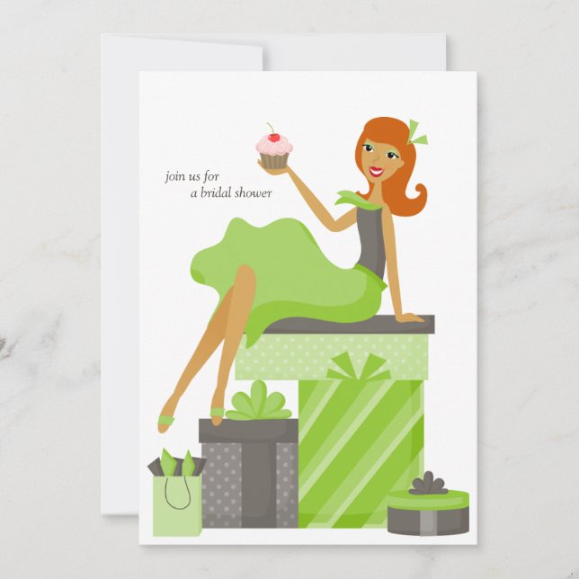 Bridal Shower Invitations {Red-Headed Bride} (Front)