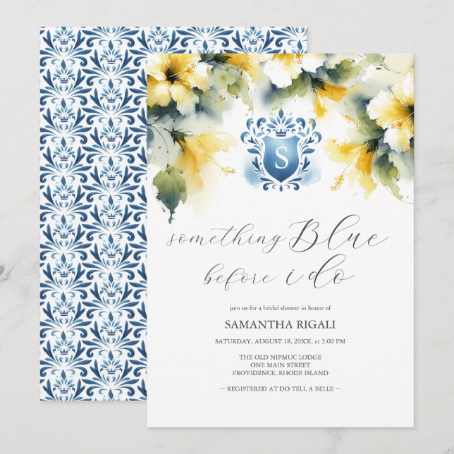 Bridal Shower Invitations Something Blue (Front/Back)