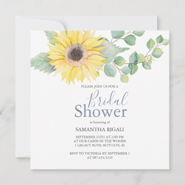 Bridal Shower Invitations Sunflower Eucalyptus (Front)