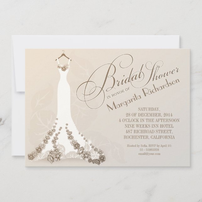 bridal shower invitations with wedding dress (Front)