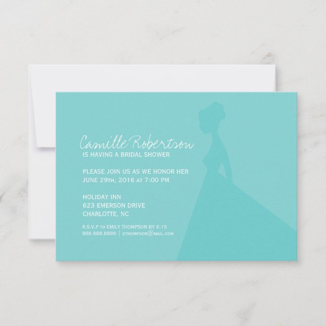 Bridal Shower Invite | Bride Silhouette I |blu (Front)