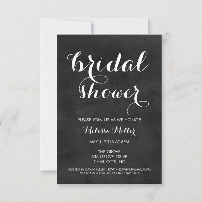 Bridal Shower Invite | Chalkboard Script (Front)