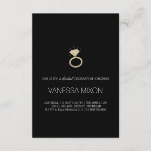 Bridal Shower Invite   Diamond Ring Fab Black