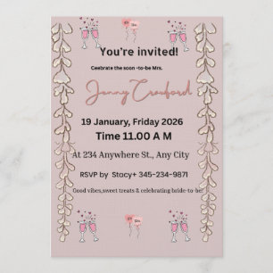 Bridal Shower Invite   Editable Digital Template  