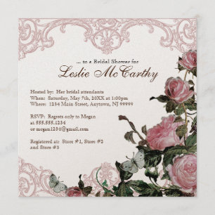 Bridal Shower Invite - Floral Trellis Rose Vintage