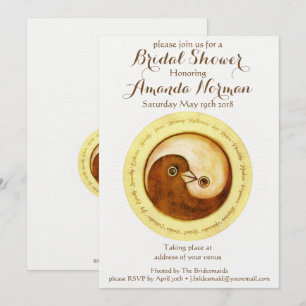 BRIDAL SHOWER INVITE gold YinYang doves