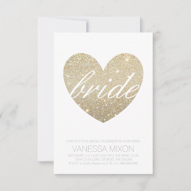 Bridal Shower Invite | Heart Fab Bride script (Front)