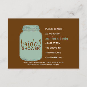 Bridal Shower Invite - Mason Jar - brown