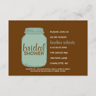 Bridal Shower Invite - Mason Jar - brown