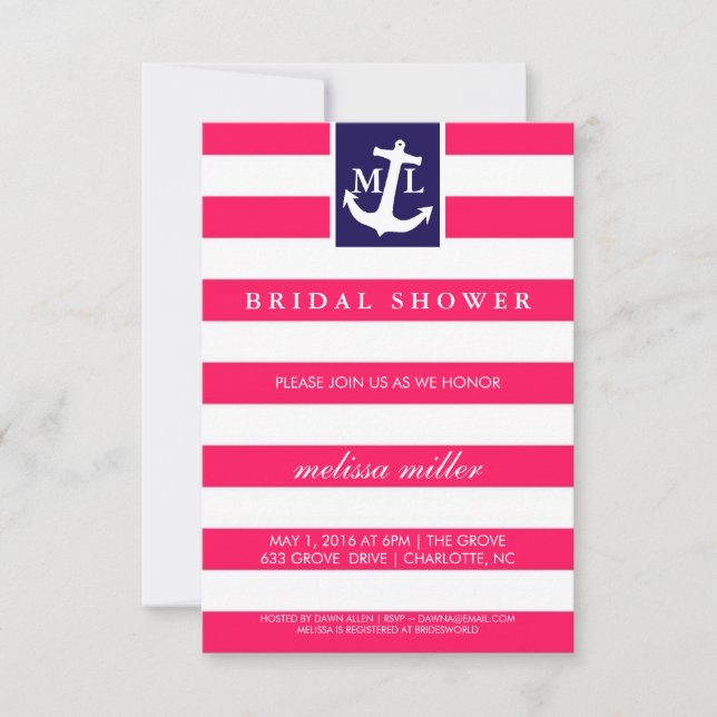 Bridal Shower Invite - Nautical Initials (Front)