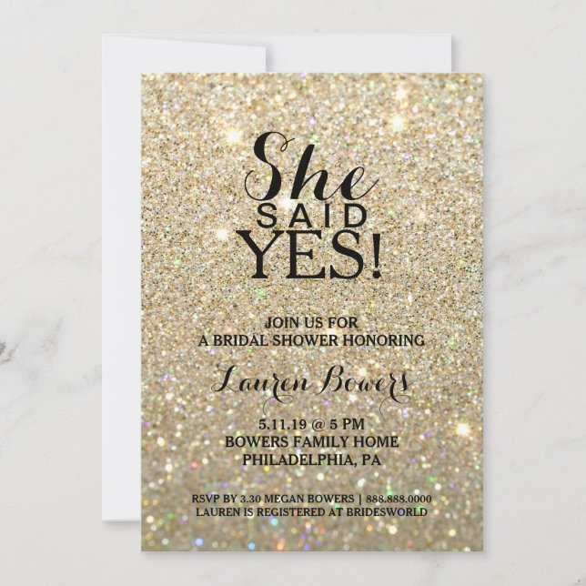 Bridal Shower Invite - She Said Yes (Front)