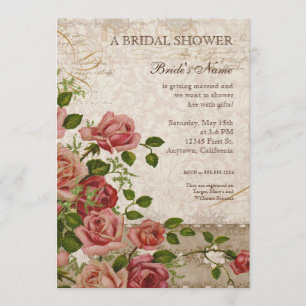 Bridal Shower Invite - Trellis Rose Vintage Card