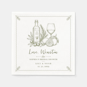 Bridal Shower Italian Olive Mediterranean Party Napkin