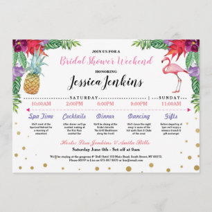 Bridal Shower Itinerary Aloha Flamingo Pineapple Programme