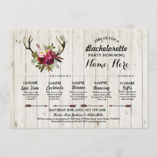 Bridal Shower Itinerary Bachelorette Antler Rustic Programme