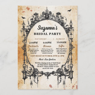 Bridal Shower Itinerary Bachelorette Gothic Frame Invitation