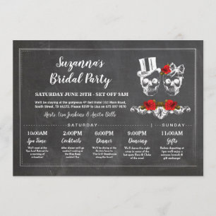 Bridal Shower Itinerary Bachelorette Skulls Chalk Invitation