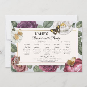 Bridal Shower Itinerary Bloom Floral Butterfly Invitation