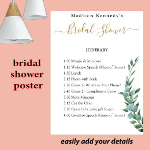 Bridal Shower Itinerary Plan Eucalyptus Fun Poster