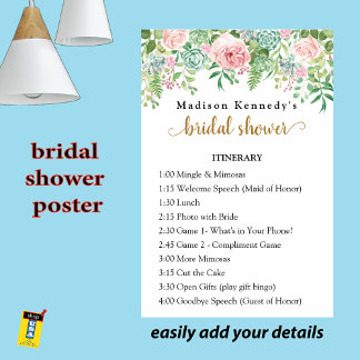 Bridal Shower Itinerary Plan Fun Fab Poster