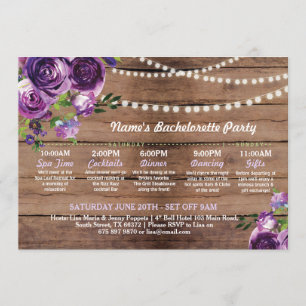 Bridal Shower Itinerary Purple Flower Lights Invitation