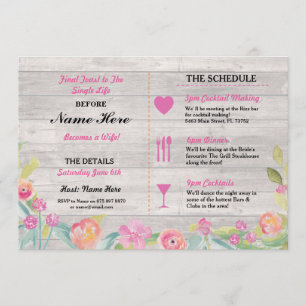 Bridal Shower Itinerary Rustic Dinner Bachelorette Programme