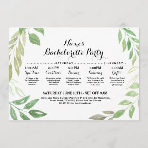 Bridal Shower Itinerary Wedding Foliage Leaves Invitation