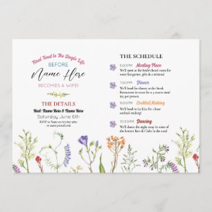 Bridal Shower Itinerary Wildflowers Floral Programme